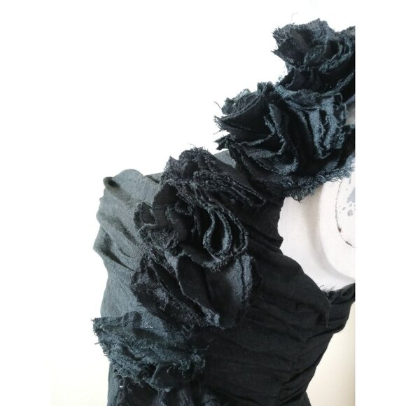 Papaya Women's Dress One Shoulder fabric Flowers Size. Small Black enbroidered.. - Picture 1 of 5